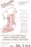 Milwaukee Magnetic Drill Press, 4200 series, Operations Manual